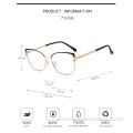 Trendy spectacle frame two-color flat lens female Amazon metal anti blue light spectacle frame can be equipped with myopia glass